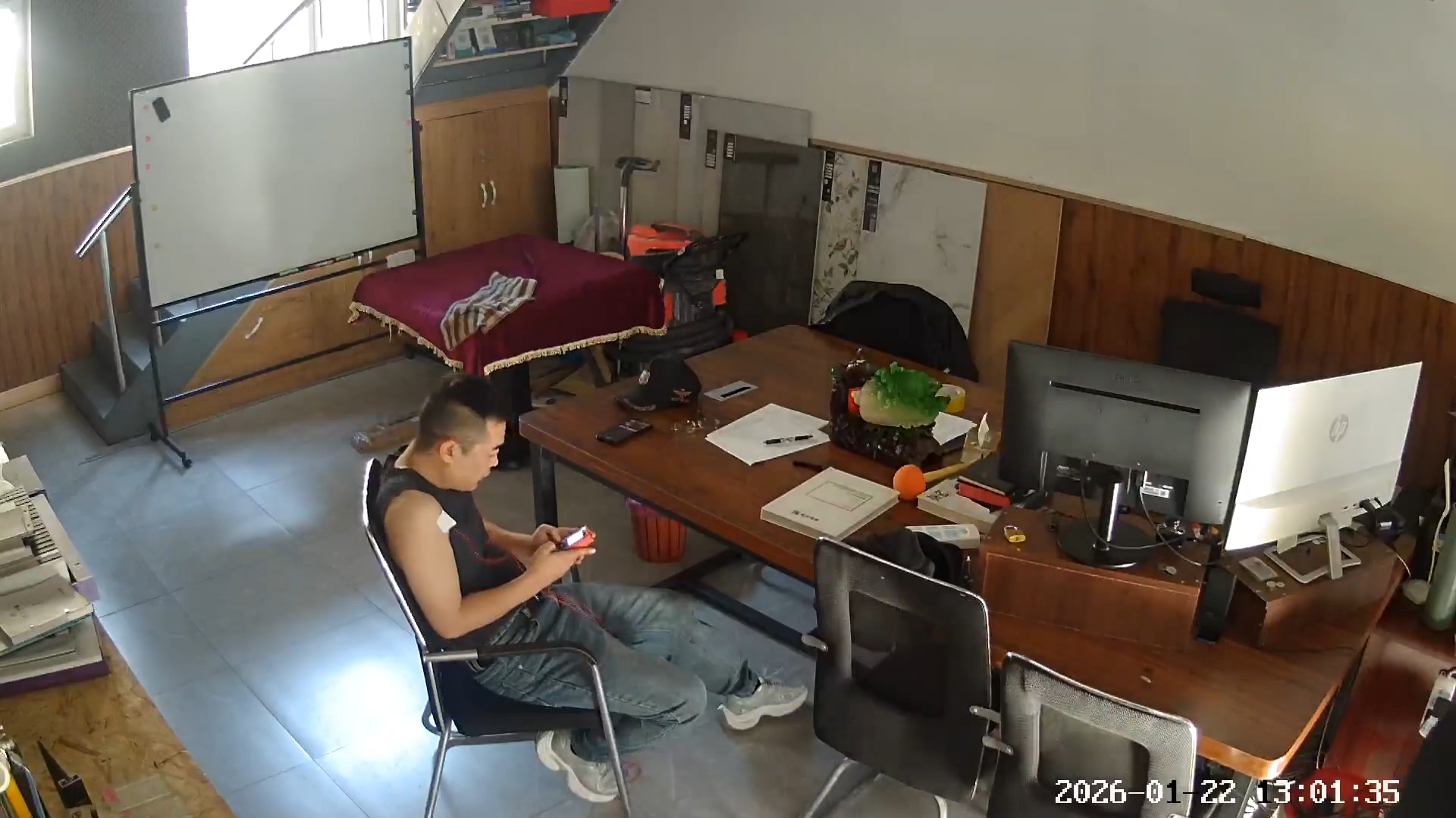 A still frame from the video showing the man seated on the electrotherapy chair moments before the incident, avoiding graphic detail